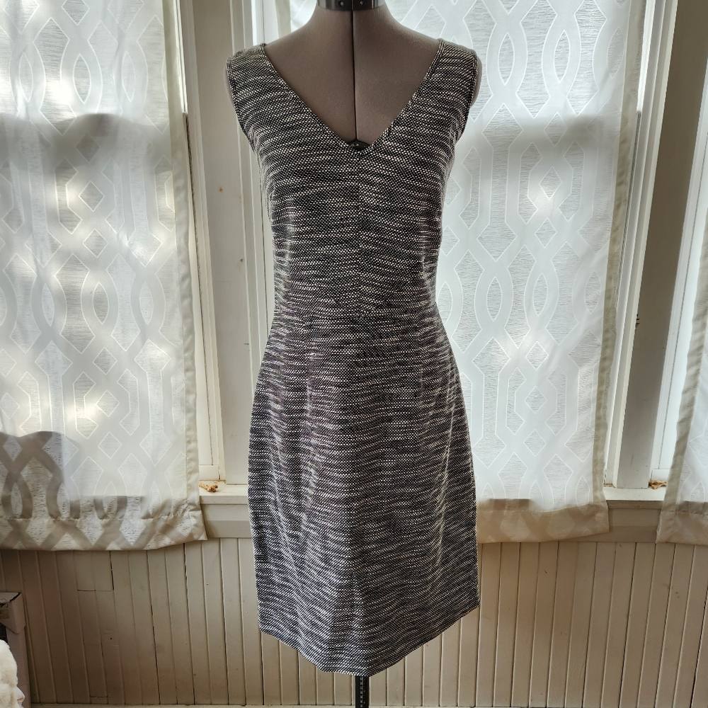 Banana Republic Factory Black and White Knit Sheath Dress